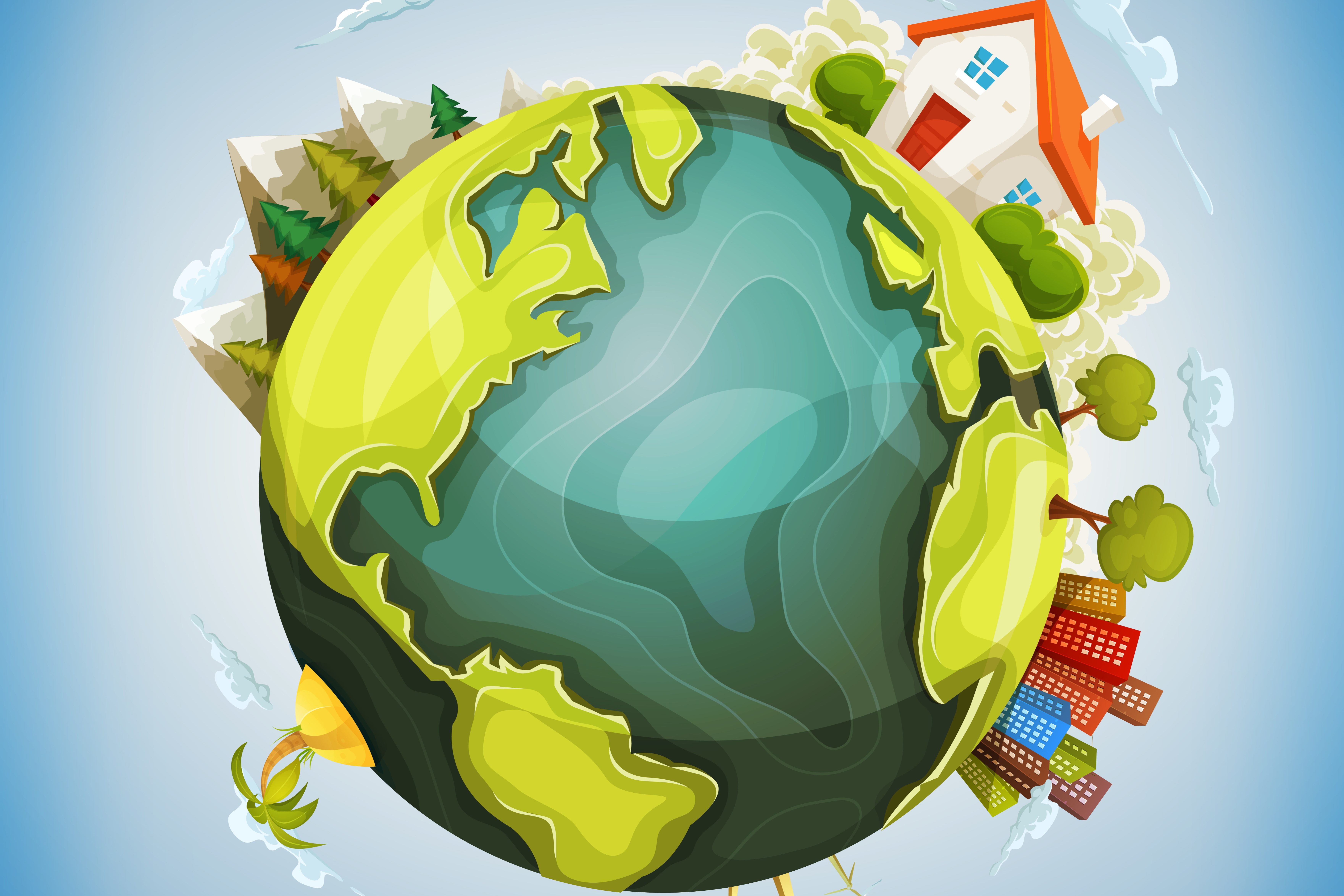 Earth Planet With Home, Nature And City Around ID 56976679 © Benchart | Dreamstime.com